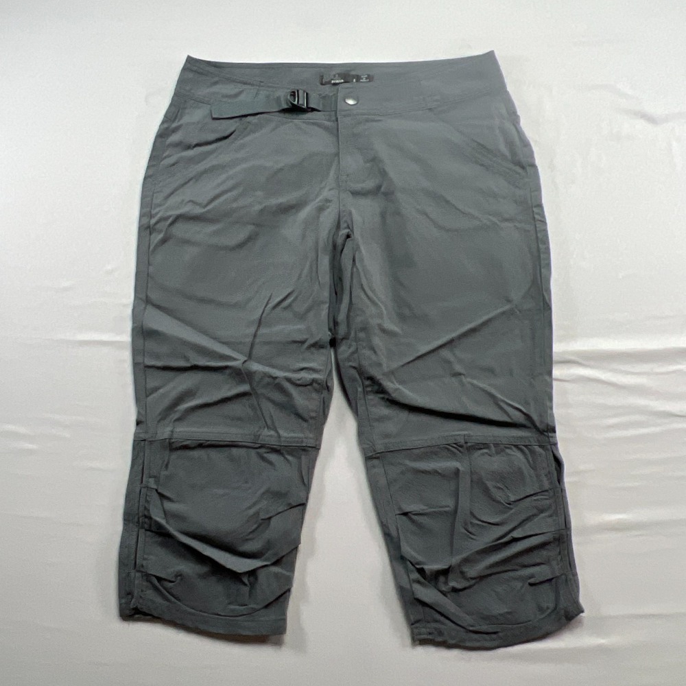 Prana Jasmine Knicker Capri Pants Women 6 Charcoal Gray Stretch Adjustable Waist